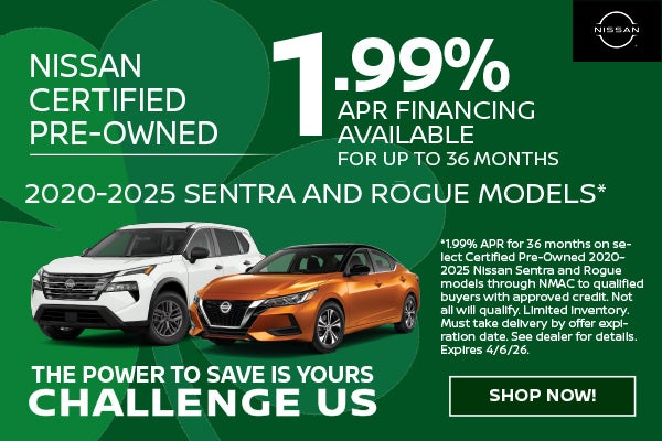 CPO 2020-2025 Sentra and Rogue 1.99% available